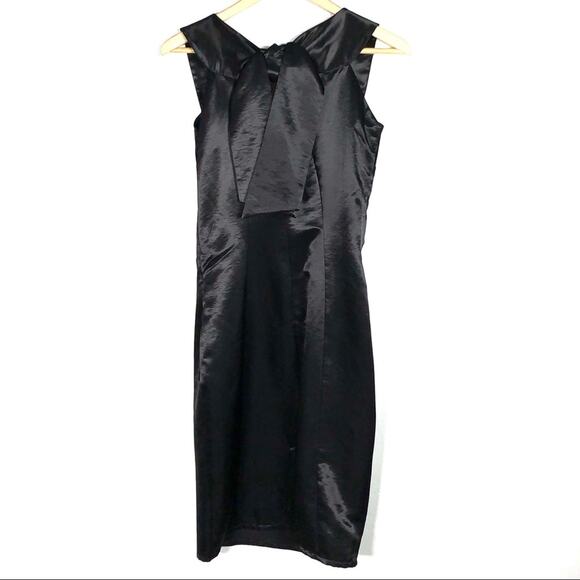 Reserved 38 black satin sleeveless knee length formal sheath dress size 8 - Picture 7 of 7